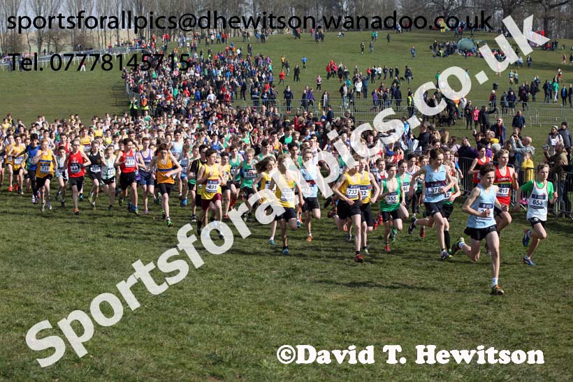 Boys under-13s 2016 Inter Counties Cross Country Champs. and Cross Challenge Final, Cofton Park, Birmingham. Photo: David T. Hewitson/Sports for All Pics